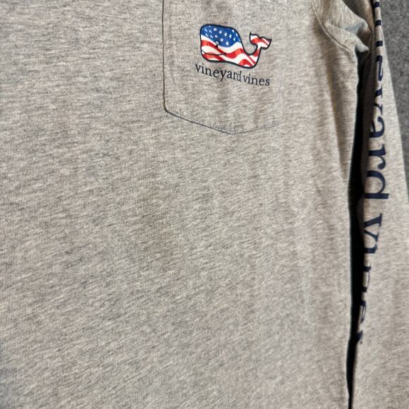 Vineyard Vines Shirt Womens XS‎ Gray American USA Whale Crewneck Tshirt Long Slv - Picture 8 of 9